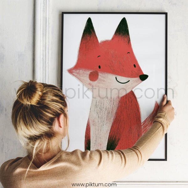 Soft Fox Illustration Wall Art – Calm Woodland Animal Print