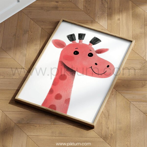 Happy Giraffe Illustration Wall Art – Playful Safari Animal Print