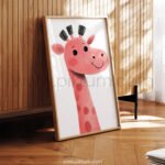 Happy Giraffe Illustration Wall Art – Playful Safari Animal Print