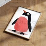Cute Penguin Illustration Wall Art – Minimal Animal Print for Kids Spaces