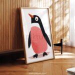 Cute Penguin Illustration Wall Art – Minimal Animal Print for Kids Spaces