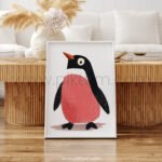Cute Penguin Illustration Wall Art – Minimal Animal Print for Kids Spaces