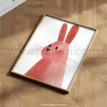 Curious Bunny Illustration Wall Art – Soft Minimal Animal Print