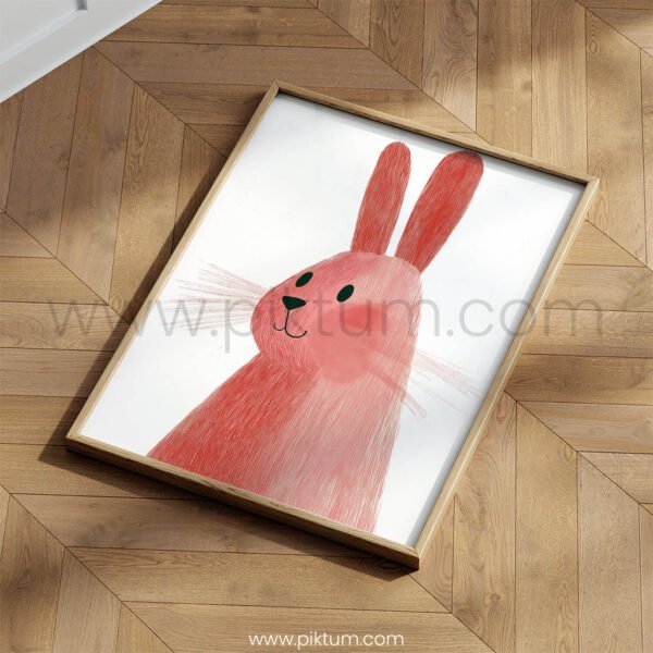 Curious Bunny Illustration Wall Art – Soft Minimal Animal Print