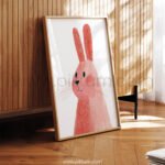 Curious Bunny Illustration Wall Art – Soft Minimal Animal Print