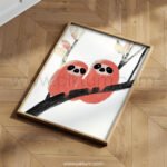 Sweet Sloth Pair Illustration Wall Art – Calm Jungle Animal Print