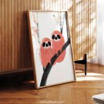 Sweet Sloth Pair Illustration Wall Art – Calm Jungle Animal Print