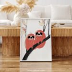 Sweet Sloth Pair Illustration Wall Art – Calm Jungle Animal Print