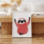 Joyful Sloth Illustration Wall Art – Playful Jungle Animal Print