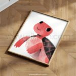 Friendly Turtle Illustration Wall Art – Minimal Animal Print for Kids Rooms