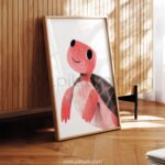 Friendly Turtle Illustration Wall Art – Minimal Animal Print for Kids Rooms