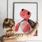 Friendly Turtle Illustration Wall Art – Minimal Animal Print for Kids Rooms
