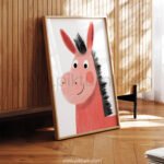 Smiling Horse Illustration Wall Art – Gentle Farm Animal Print