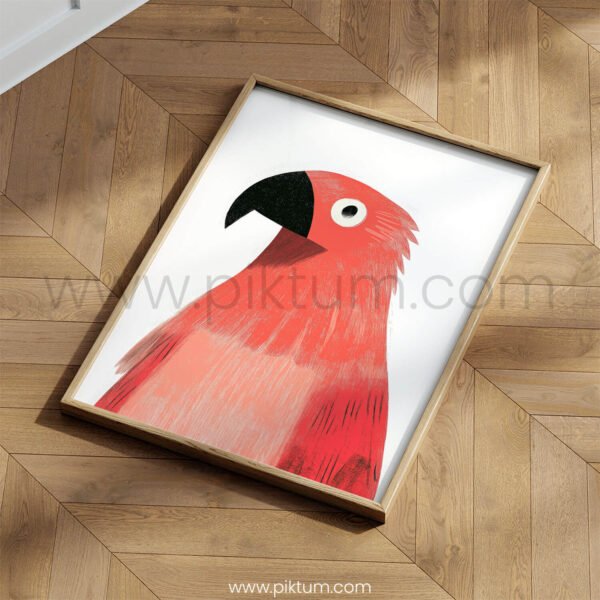 Bold Parrot Illustration Wall Art – Modern Tropical Animal Print
