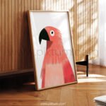 Bold Parrot Illustration Wall Art – Modern Tropical Animal Print