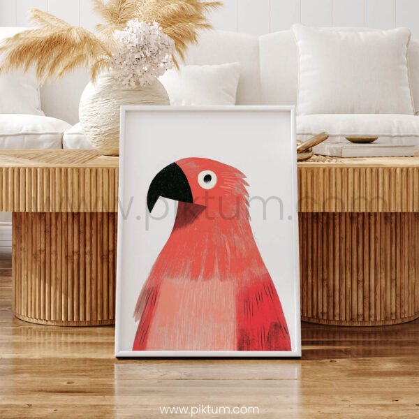 Bold Parrot Illustration Wall Art – Modern Tropical Animal Print