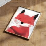 Sleeping Fox Illustration Wall Art – Calm Woodland Animal Print