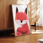 Sleeping Fox Illustration Wall Art – Calm Woodland Animal Print
