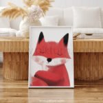 Sleeping Fox Illustration Wall Art – Calm Woodland Animal Print