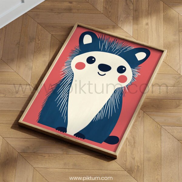 Cute Hedgehog Wall Art – Minimal Woodland Animal Print for Kids Rooms