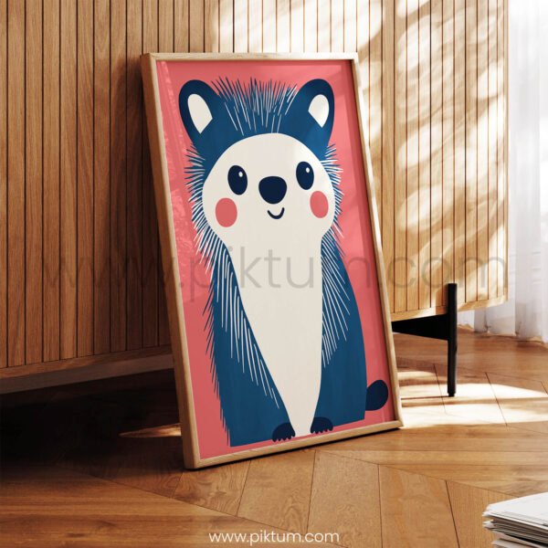 Cute Hedgehog Wall Art – Minimal Woodland Animal Print for Kids Rooms