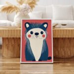 Cute Hedgehog Wall Art – Minimal Woodland Animal Print for Kids Rooms