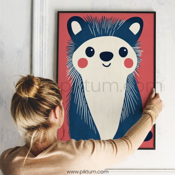 Cute Hedgehog Wall Art – Minimal Woodland Animal Print for Kids Rooms