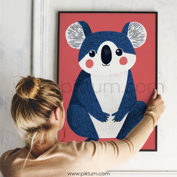 Cute Koala Wall Art – Modern Animal Illustration for Nursery & Kids Decor