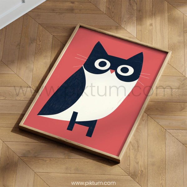 Graphic Owl Wall Art – Minimalist Bird Illustration with Bold Shapes