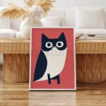 Graphic Owl Wall Art – Minimalist Bird Illustration with Bold Shapes