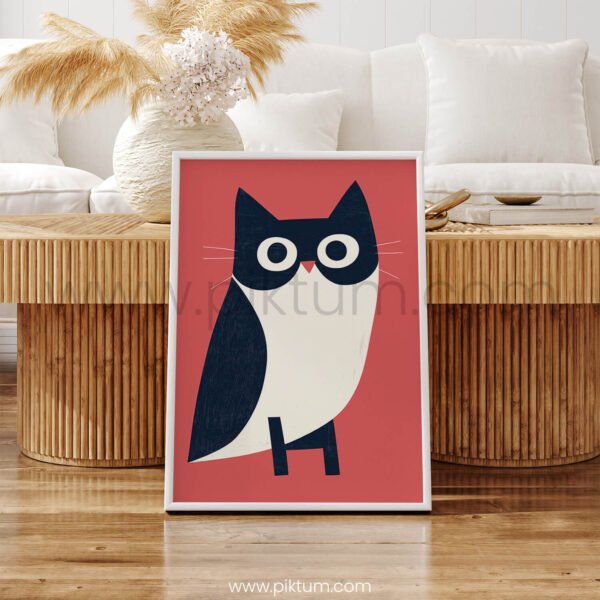 Graphic Owl Wall Art – Minimalist Bird Illustration with Bold Shapes
