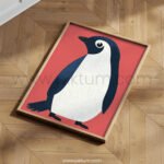 Gentle Penguin Illustration – Modern Arctic Animal Wall Art