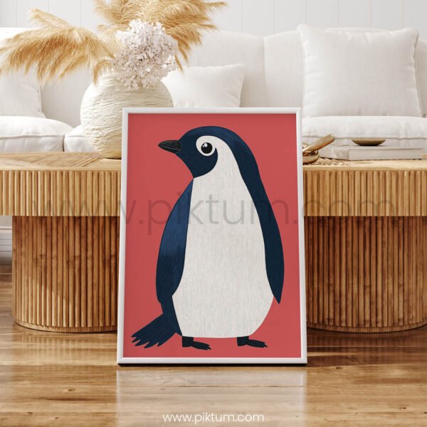 Gentle Penguin Illustration – Modern Arctic Animal Wall Art