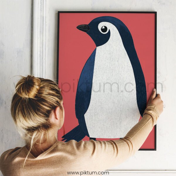 Gentle Penguin Illustration – Modern Arctic Animal Wall Art