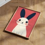 Soft Bunny Portrait – Minimal Animal Wall Art Print