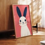 Soft Bunny Portrait – Minimal Animal Wall Art Print
