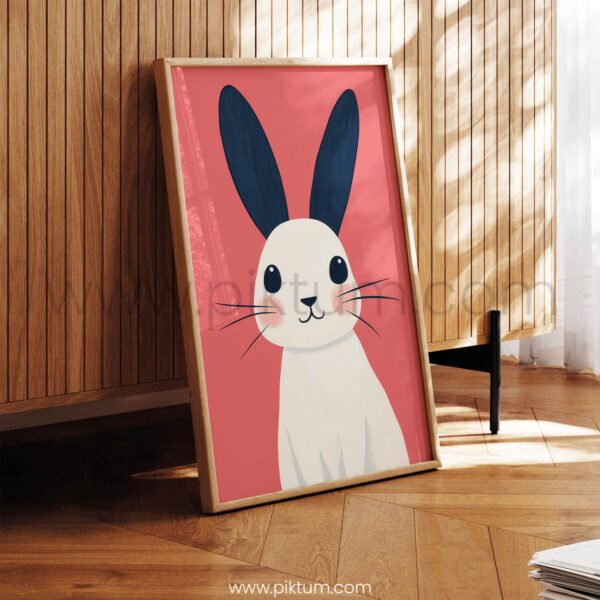 Soft Bunny Portrait – Minimal Animal Wall Art Print