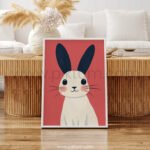 Soft Bunny Portrait – Minimal Animal Wall Art Print