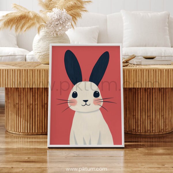 Soft Bunny Portrait – Minimal Animal Wall Art Print