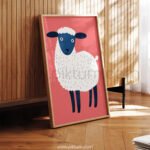 Calm Sheep Illustration – Minimal Farm Animal Wall Art
