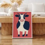 Friendly Cow Illustration – Modern Farm Animal Art Print