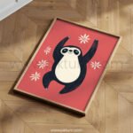 Happy Sloth Illustration – Playful Jungle Animal Art Print