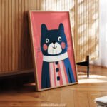 Cozy Bear Illustration – Playful Woodland Animal Art Print