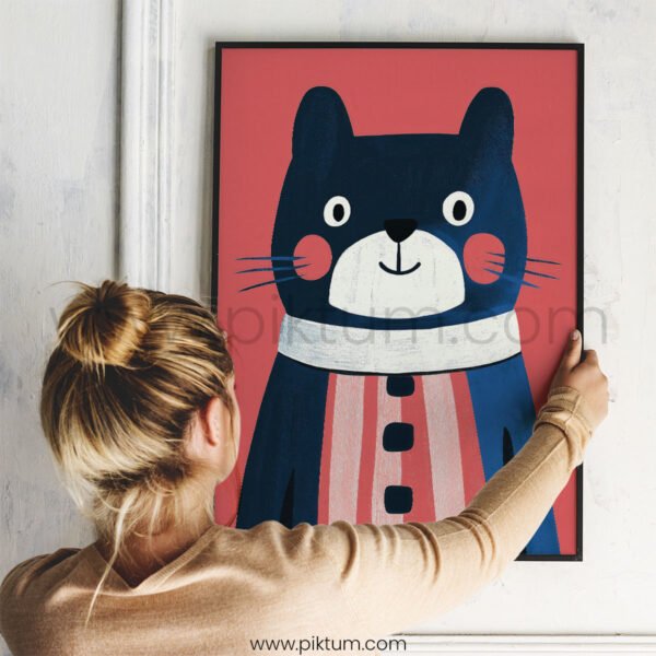 Cozy Bear Illustration – Playful Woodland Animal Art Print