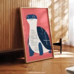 Friendly Turtle Illustration – Whimsical Animal Wall Art for Kids