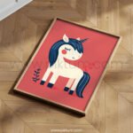 Gentle Unicorn Illustration – Dreamy Kids Wall Art Print