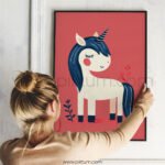 Gentle Unicorn Illustration – Dreamy Kids Wall Art Print