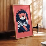 Playful Lion Illustration – Modern Animal Wall Art Print