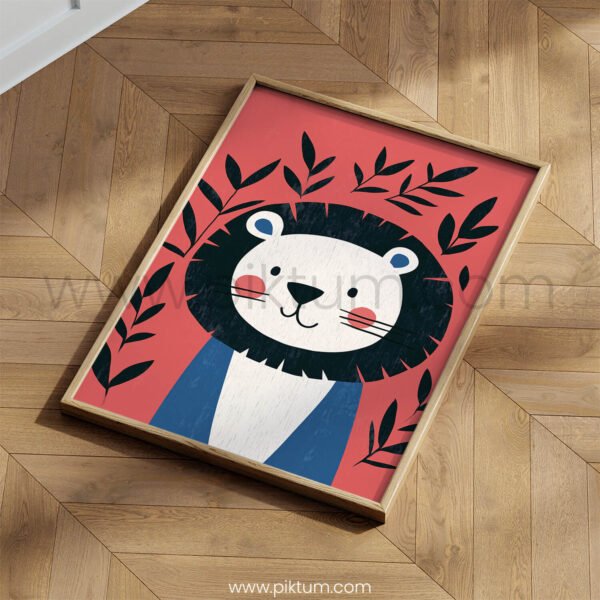 Gentle Lion Illustration – Modern Animal Wall Art Print