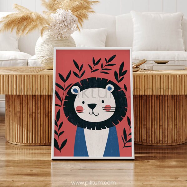 Gentle Lion Illustration – Modern Animal Wall Art Print